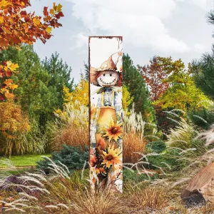 42in Fall Garden Stake - Watercolor Fall Scarecrow Decor • Ideal for Outdoor Decor • Yard Art and Garden Decorative