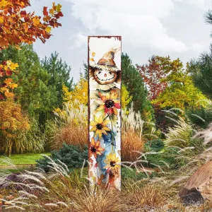 42in Fall Garden Stake | Watercolor Fall Scarecrow Decor | Ideal for Outdoor Decor | Yard Art and Garden Decorative