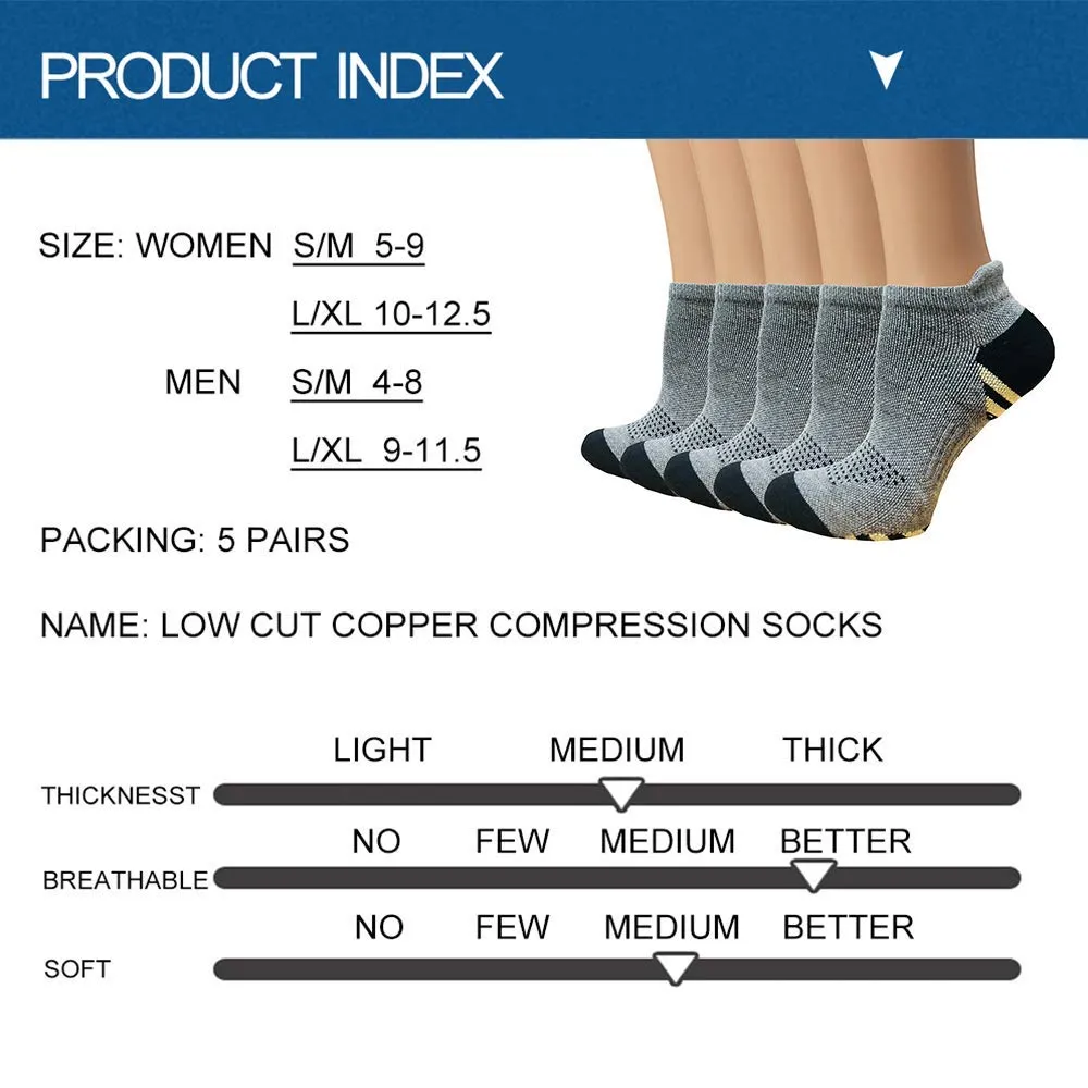5-Pairs Low Cut Compression Socks Plantar Fasciitis for Women Men | Actinput