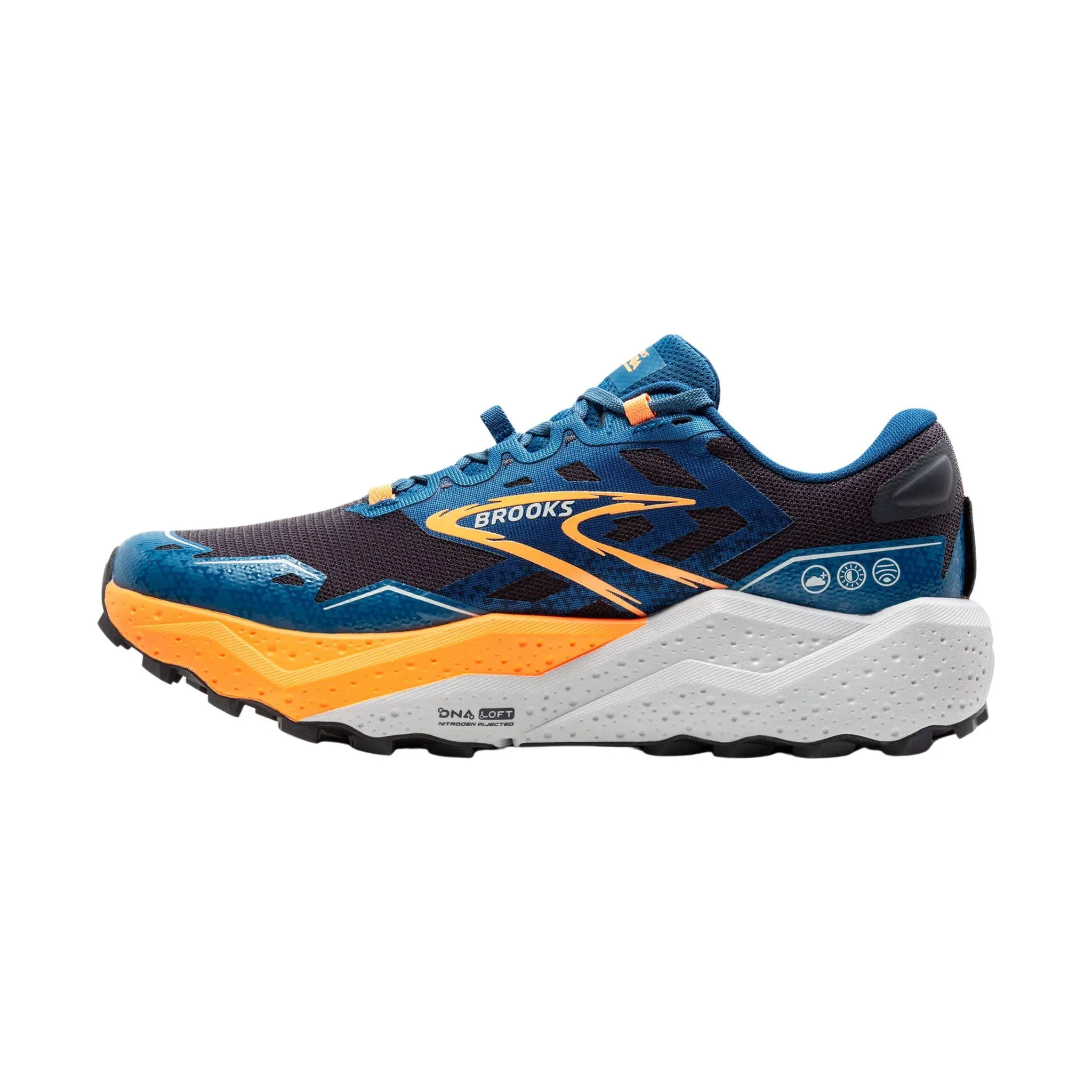 Brooks Men's Caldera 7 Trail Running Shoe - Ebony/Blue Sapphire/Orange