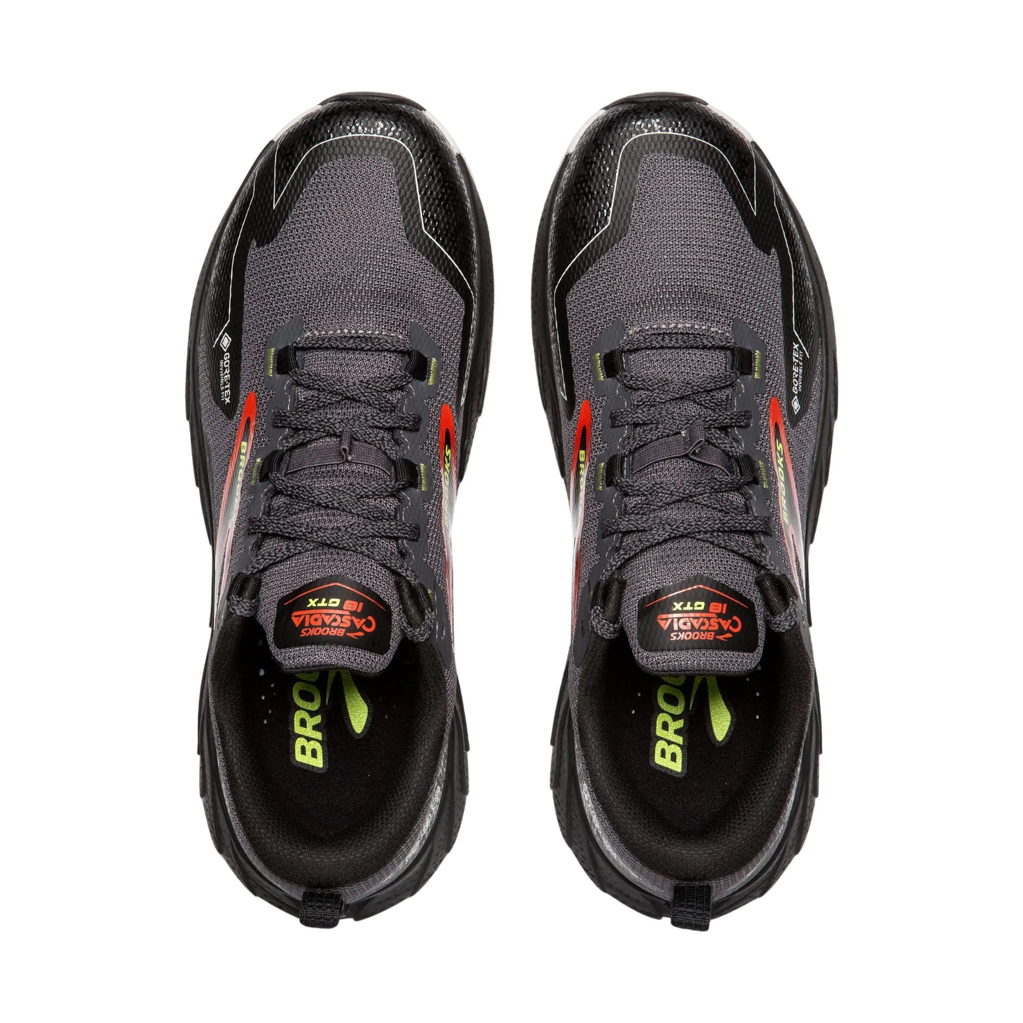 Brooks Men's Cascadia 18 GTX Trail Running Shoes - Blackened Pearl/Black/Tomato