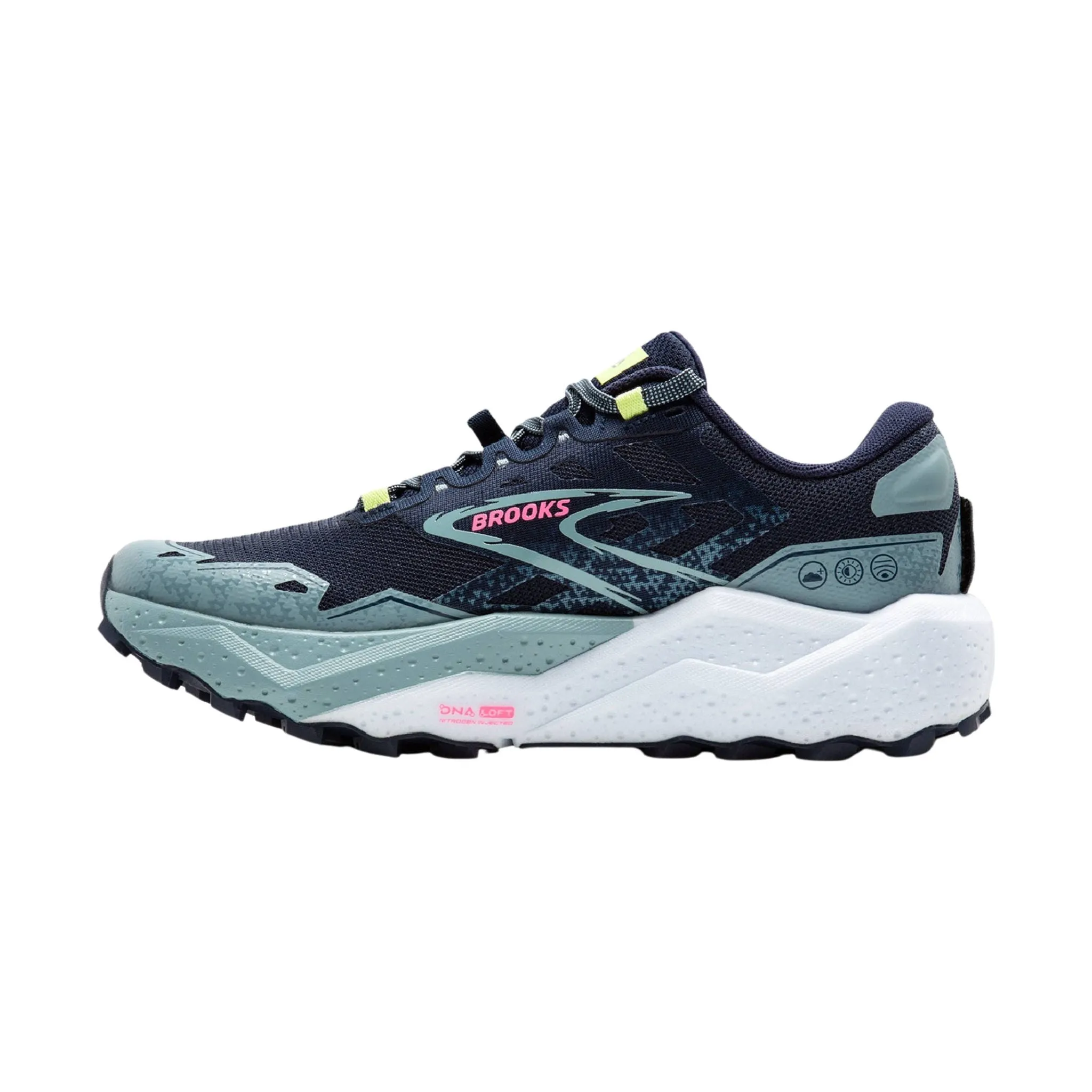 Brooks Women's Caldera 7 Trail Running Shoes - Peacoat/Citadel/Sunny Lime