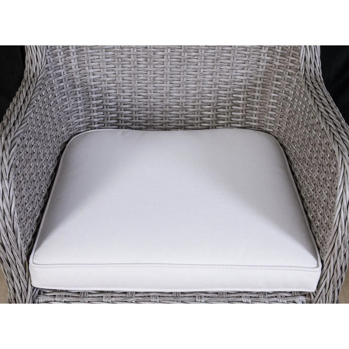 Dellonda Buxton Rattan Wicker Outdoor Dining Armchairs with Cushion, Set of 2, Grey