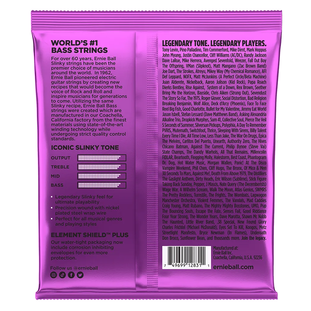 Ernie Ball Power Slinky Nickel Wound Electric Bass Strings 55-110 Gauge