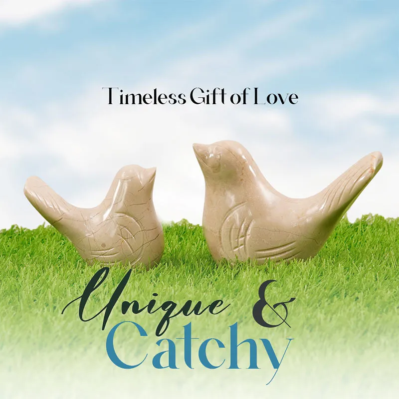 Marble Love Birds Centerpiece Statue For Living Room & Garden Décor