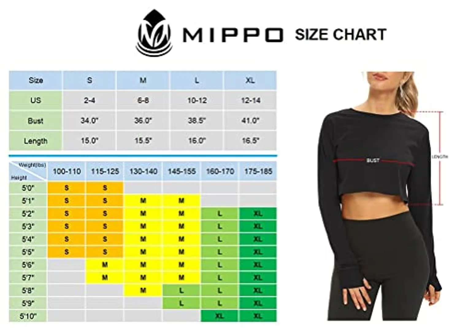 Mippo Long Sleeve Crop Tops Workout Athletic Gym Shirts Cropped Sweatshirts for Women