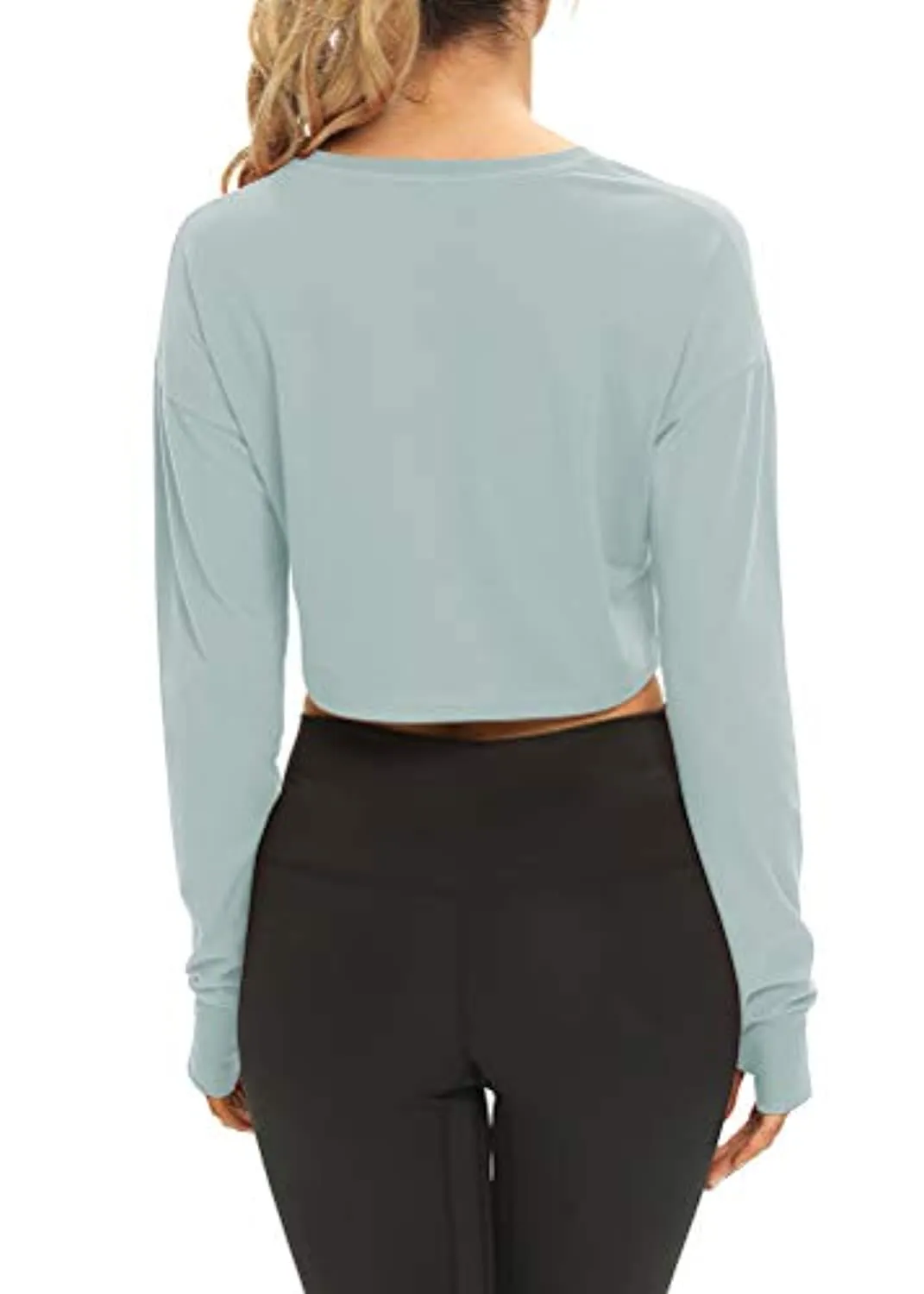 Mippo Long Sleeve Crop Tops Workout Athletic Gym Shirts Cropped Sweatshirts for Women