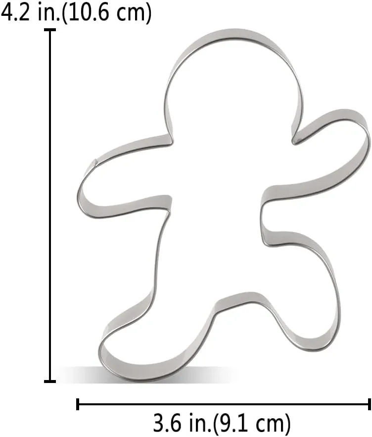 NEW LILIAO Christmas Running Gingerbread Man Cookie Cutter - 1pc - 3.6 x 4.2 inches - Stainless Steel
