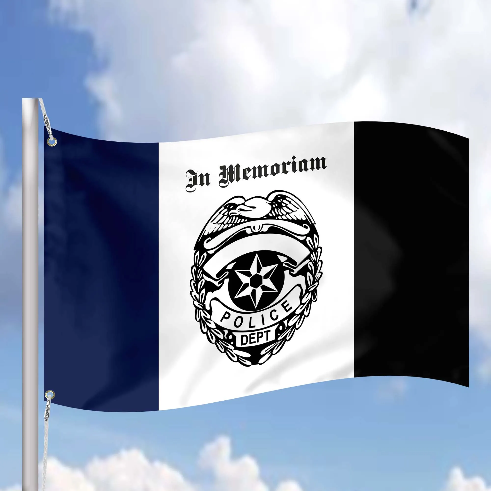 Police Rememberence Policeman Police Mourning Purple Black Badge Star Flag Banner