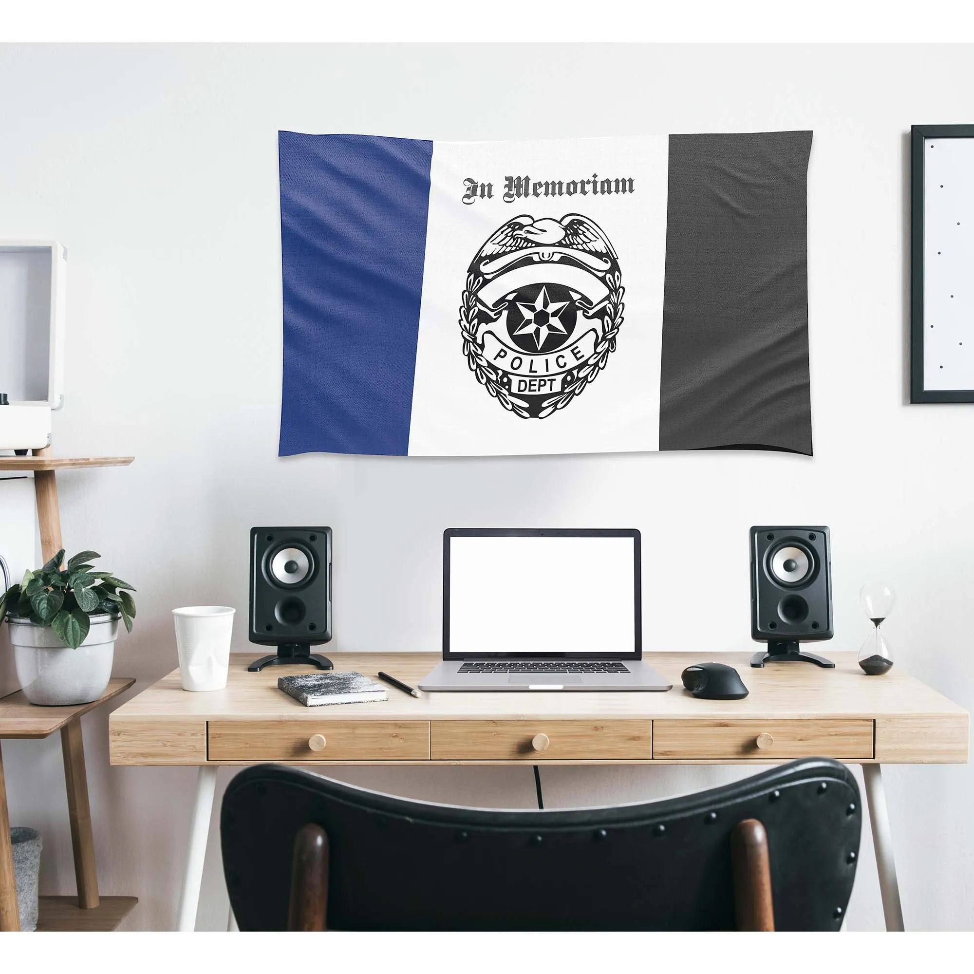 Police Rememberence Policeman Police Mourning Purple Black Badge Star Flag Banner