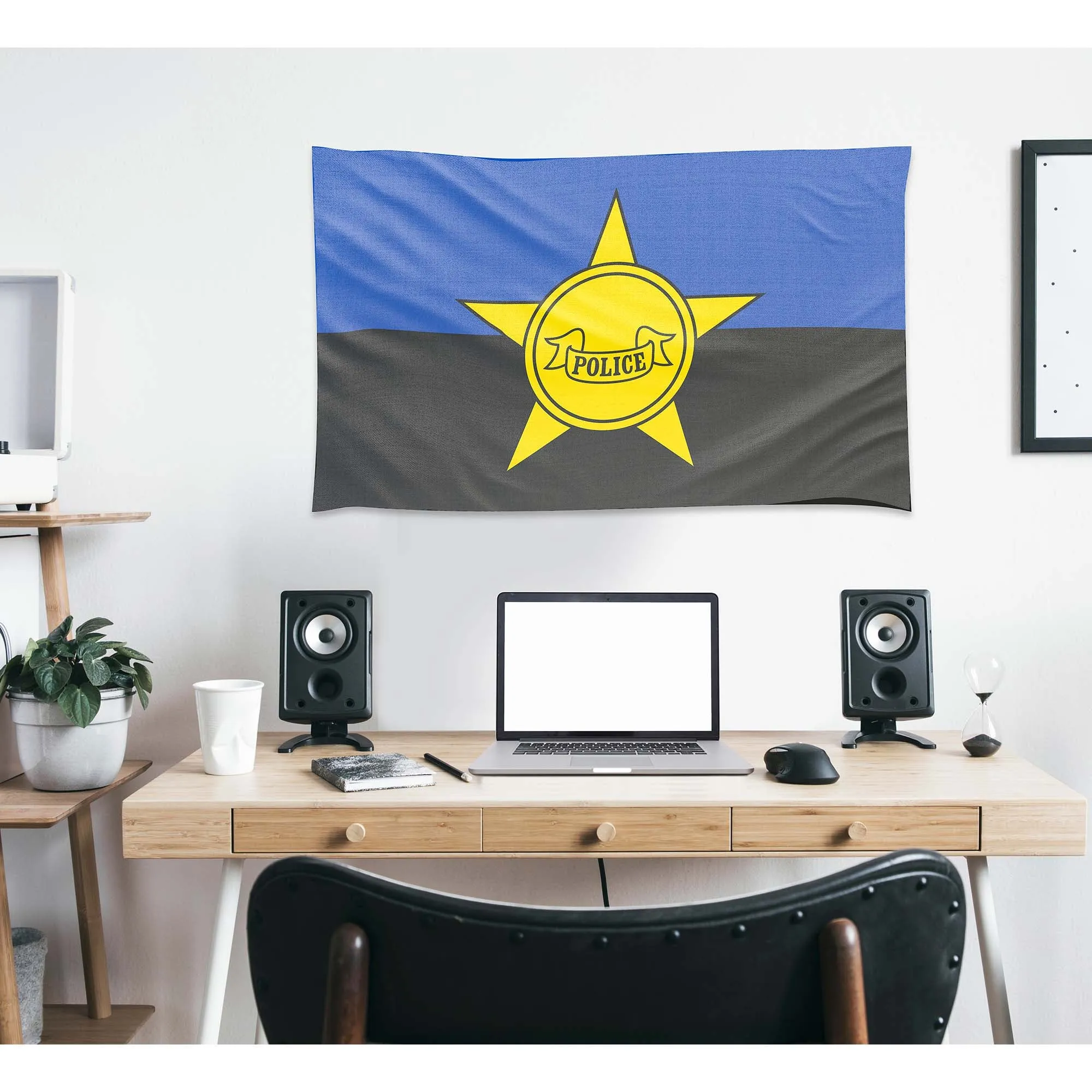 Police Rememberence Policeman Police Mourning Purple Black Badge Star Flag Banner