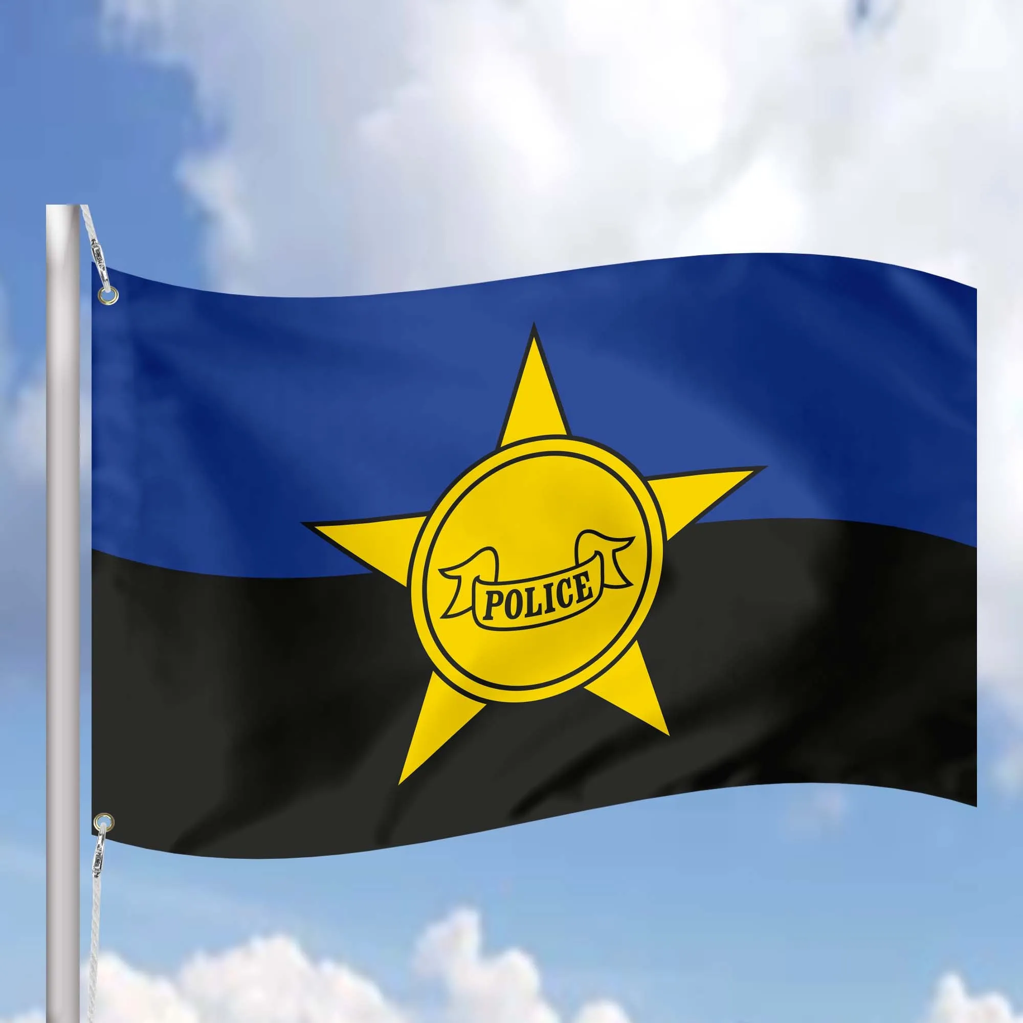 Police Rememberence Policeman Police Mourning Purple Black Badge Star Flag Banner