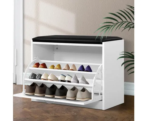 Shoe Cabinet Bench Shoes Storage Rack Organiser Drawer White 15 Pairs