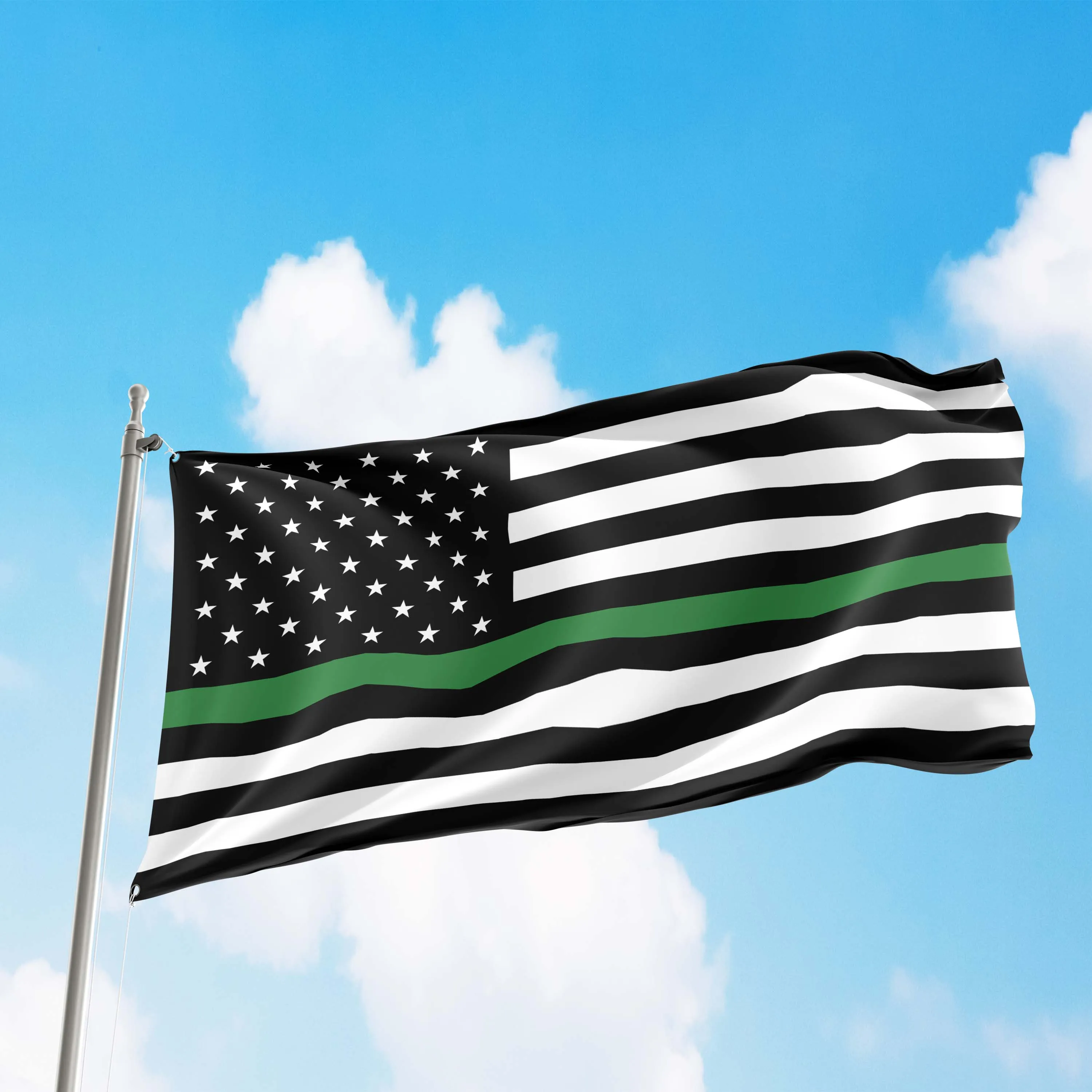 Thin Red Blue Green Line Honor Flag Banner