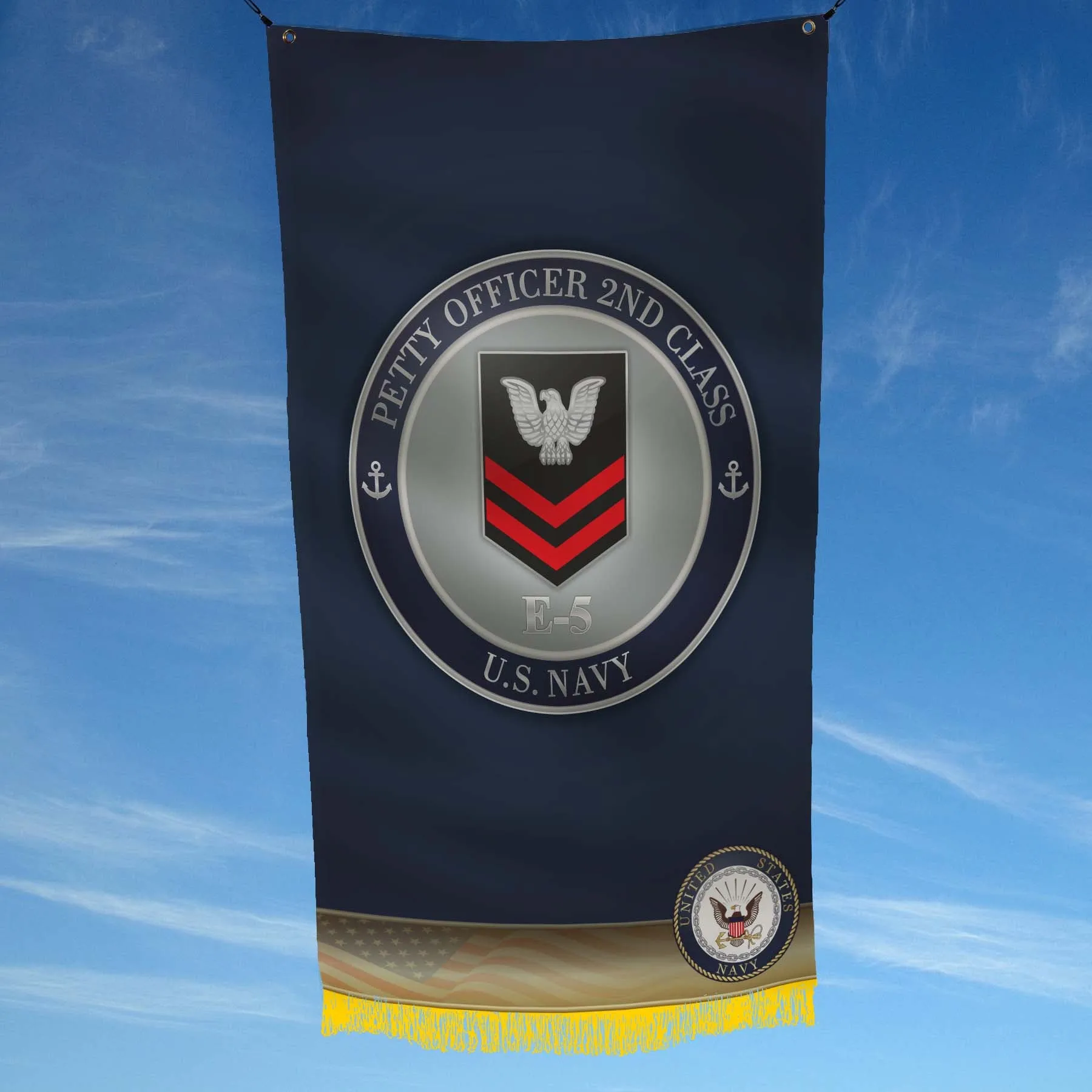 US Navy E-5 Petty Officer Second Class Flag Banner