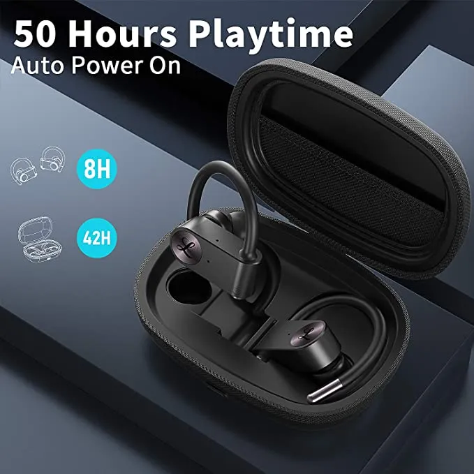Wireless Earbuds Linpa World T3 Bluetooth Headphones Sports True Wireless Earphones with Mic Stereo Bass Sound Sweatproof Headset 20 Hours Playtime Running Ear Buds with Earhooks